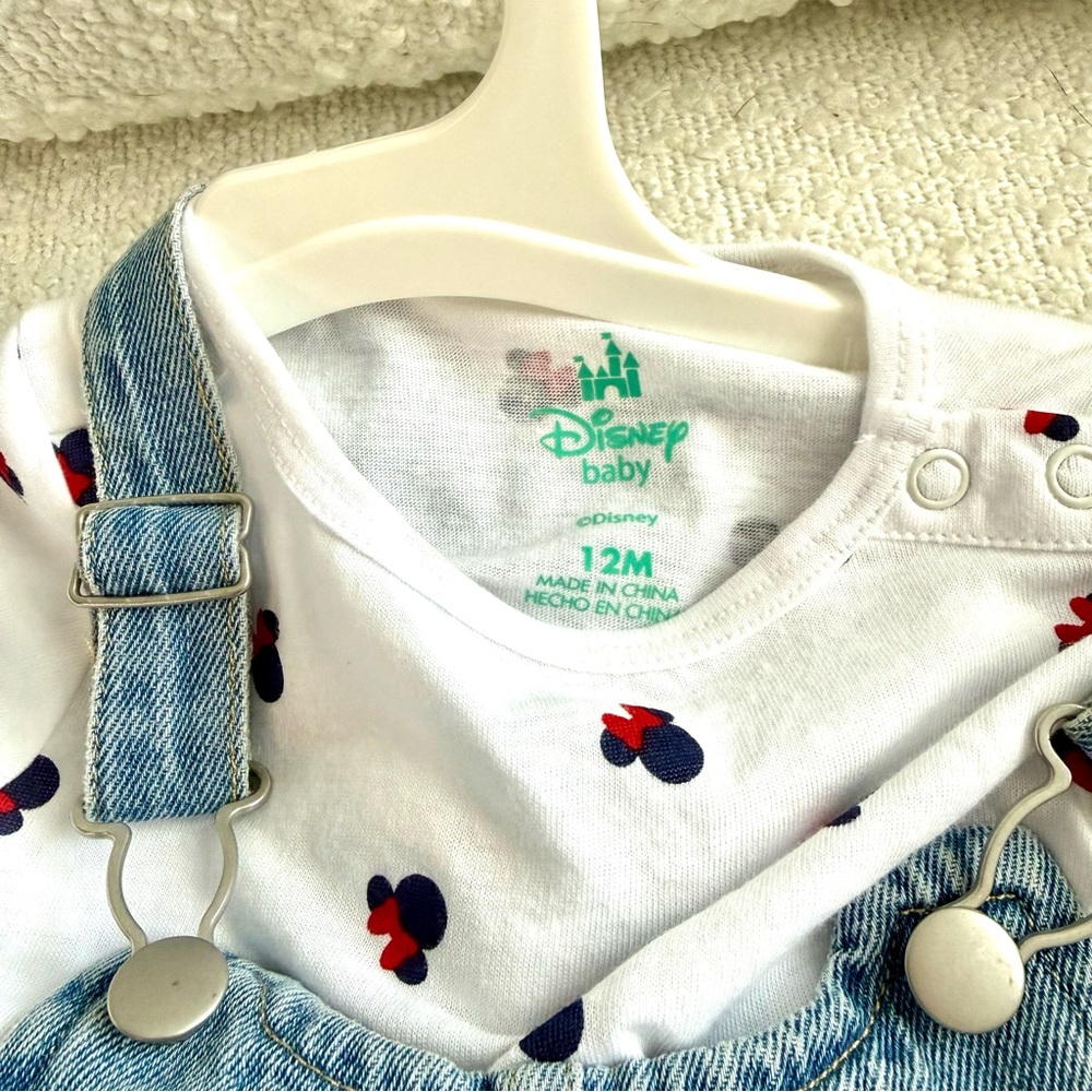 Disney Baby | NEW Denim Overall Set - Minnie Mouse 12m - Picture 5 of 6